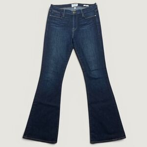 FRAME Denim Le High Flare Jeans Womens 32 x 32 Dark Blue Wash Stretch USA Made